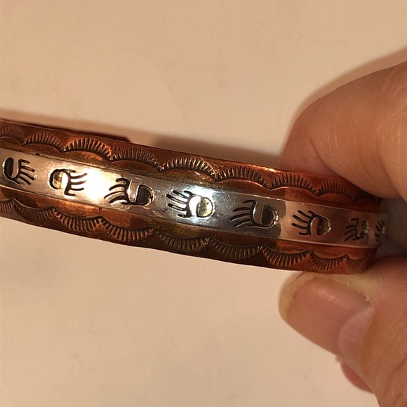 Vintage S.Skeets sterling silver & copper bracelet - Picture 11 of 16